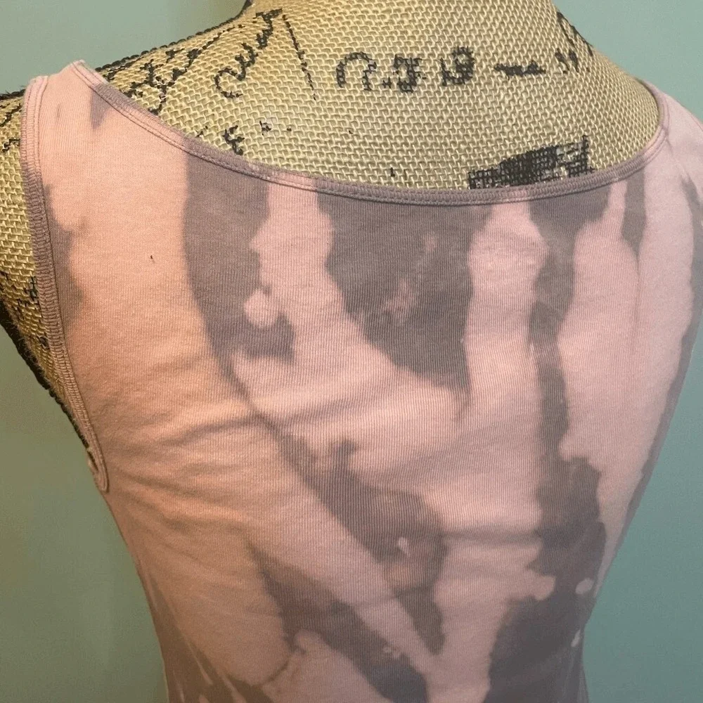 Handmade Upcycled‎ Casual Hippie Boho Chic DIY Bleach Tie Dye Tank Top Small